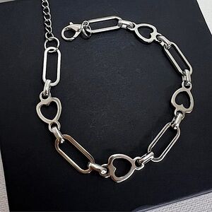 Paperclip Heart Chain Bracelet